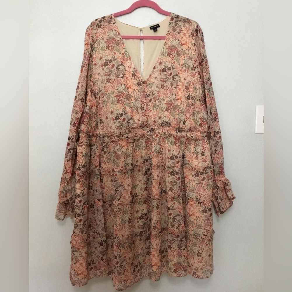 Torrid Floral Midi Dress - Pink and Cream - Picture 3 of 7